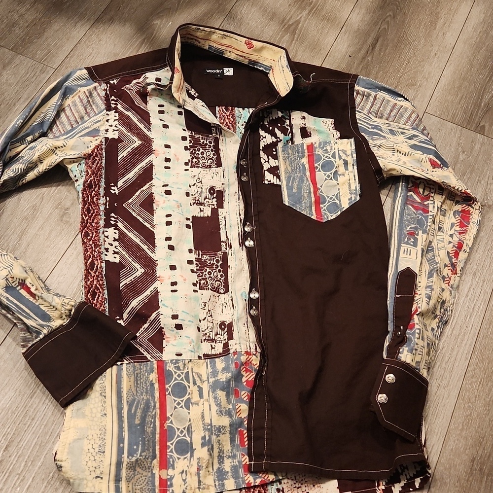 Woodin Western Patchwork Long Sleeve Shirt - Picture 3 of 5